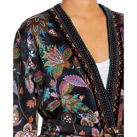 Johnny‎ Was Satin Smoking Jacket Small (Missing Belt) W46819-8 - Picture 1 of 7